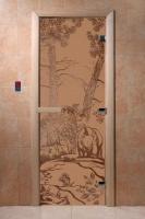 Дверь Престиж "Мишки" (бронза матовое) 200х70, 8 мм, 3 петли, коробка ольха